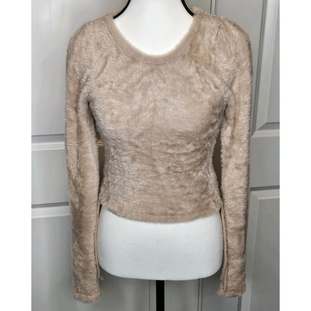 NWT For Love And Lemons Fuzzy Crop Sweater Furry Drawstring Sides Size‎ Medium